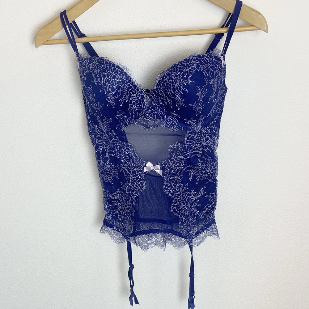 Victorias Secret Navy lace corset bustier 34D